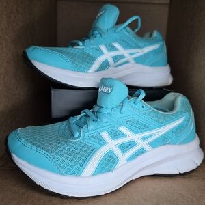 Asics Jolt 3 Running Shoes-Kids/Boys/Girls GS 4-Turquoise/White-sneakers,school